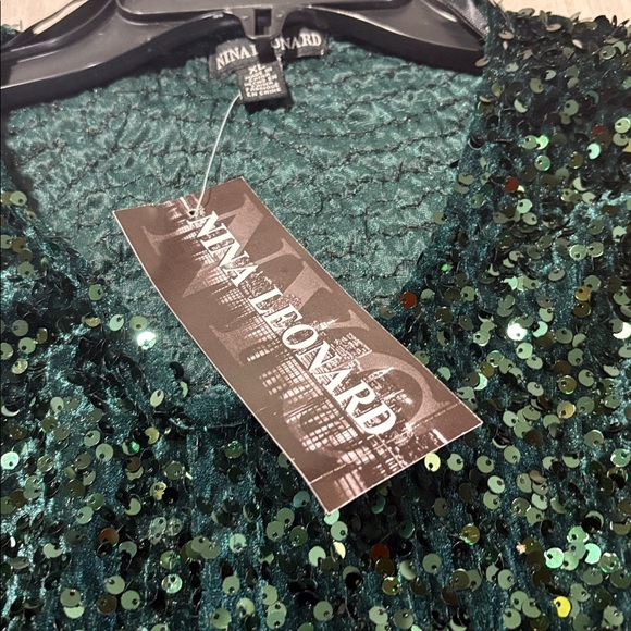 Nina Leonard Dark Green Sequin Jacket - Picture 8 of 8